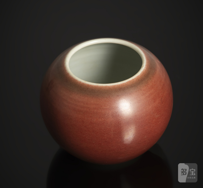 A copper-red spherical porcelain brush washer - 图2